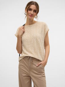Vero Moda Tavapärane lõige Ümmargune kaelus Langetatud õlaosa Top -Birch - 10325017