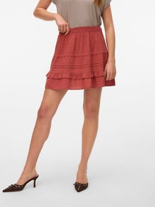 Vero Moda VMPRETTY Mid waist Short Skirt -Marsala - 10325239
