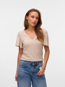 Vero Moda VMGINA Top -Oatmeal - 10325611