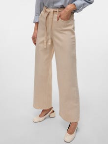 Vero Moda VMKARLIE Normaali vyötärö Wide leg fit Farkut -Ecru - 10325910