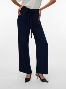 Vero Moda VMBADINA Mid waist Trousers -Navy Blazer - 10326903