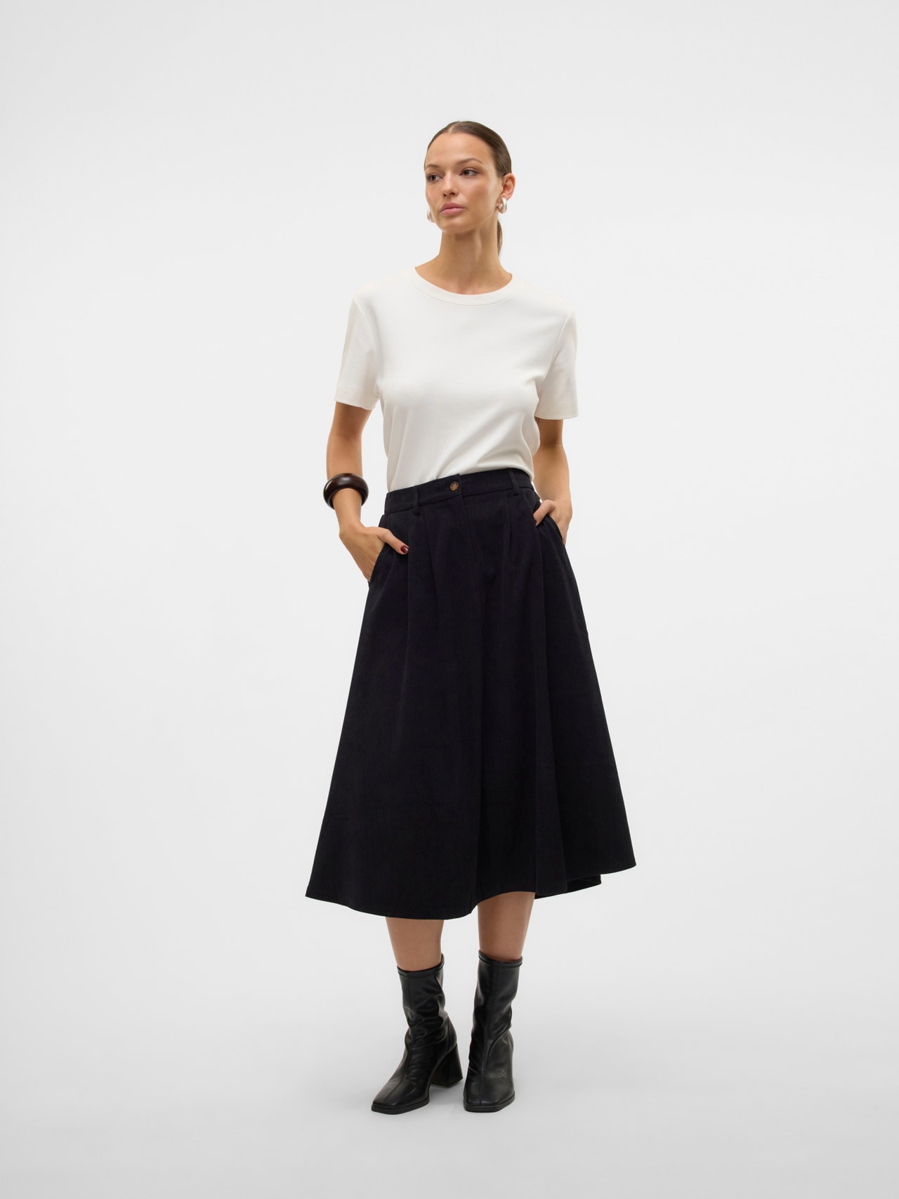 Vero Moda VMVIENNA Korkea vyötärö samettihame -Black - 10326951