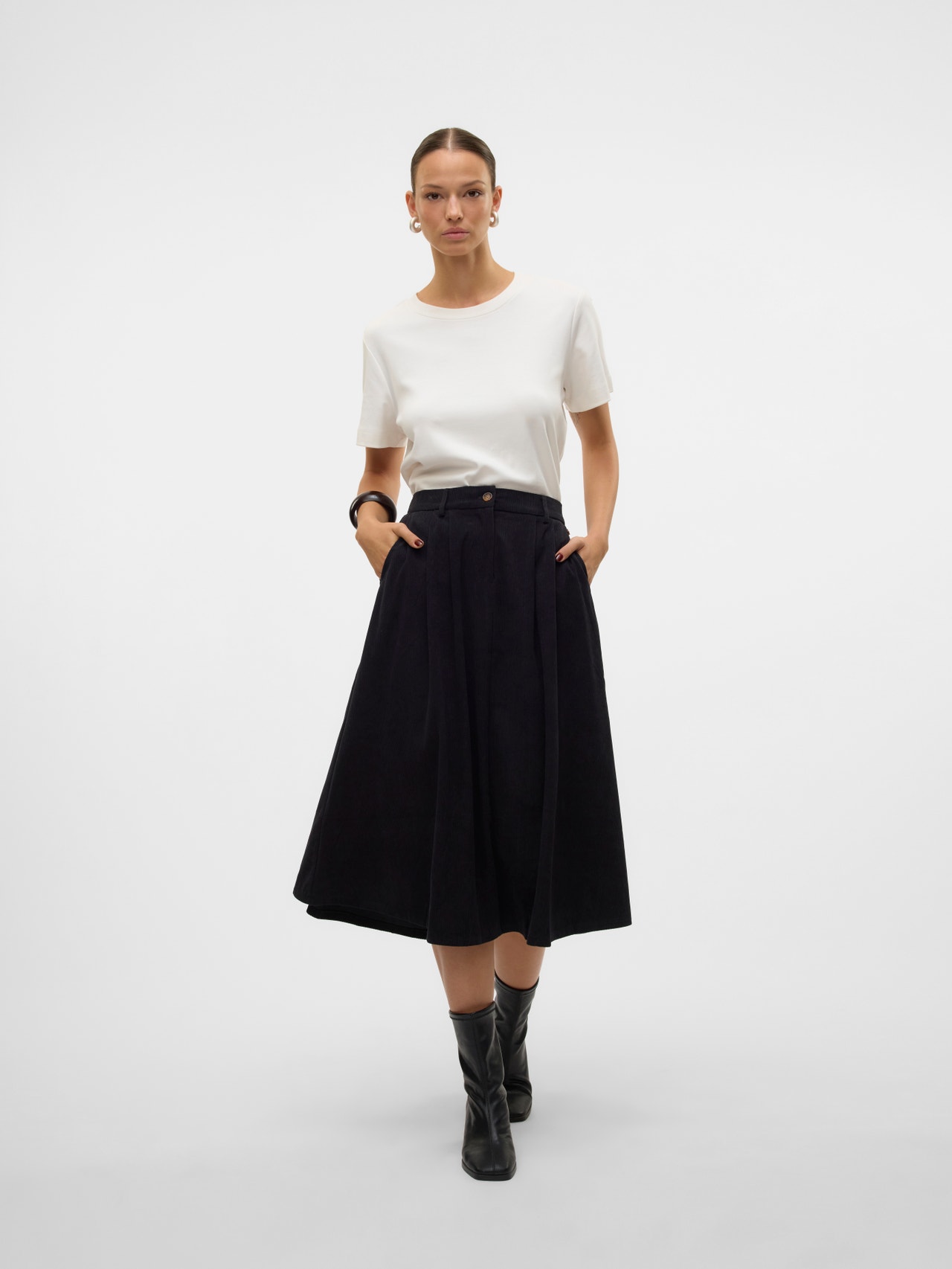 Vero Moda VMVIENNA Korkea vyötärö samettihame -Black - 10326951