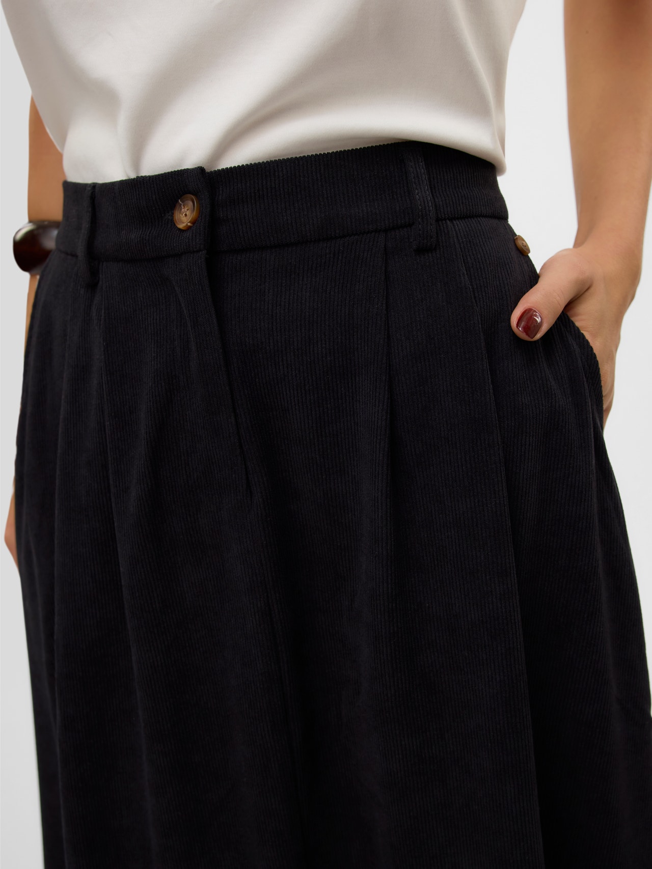 Vero Moda VMVIENNA Korkea vyötärö samettihame -Black - 10326951