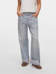 Vero Moda VMDARCY Middels høyt snitt Wide Leg Fit Jeans -Light Grey Denim - 10328811