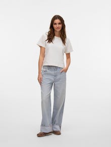 Vero Moda VMDARCY Middels høyt snitt Wide Leg Fit Jeans -Light Grey Denim - 10328811