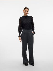 Vero Moda VMHENNA Wysoka talia Spodnie -Dark Grey Melange - 10329133