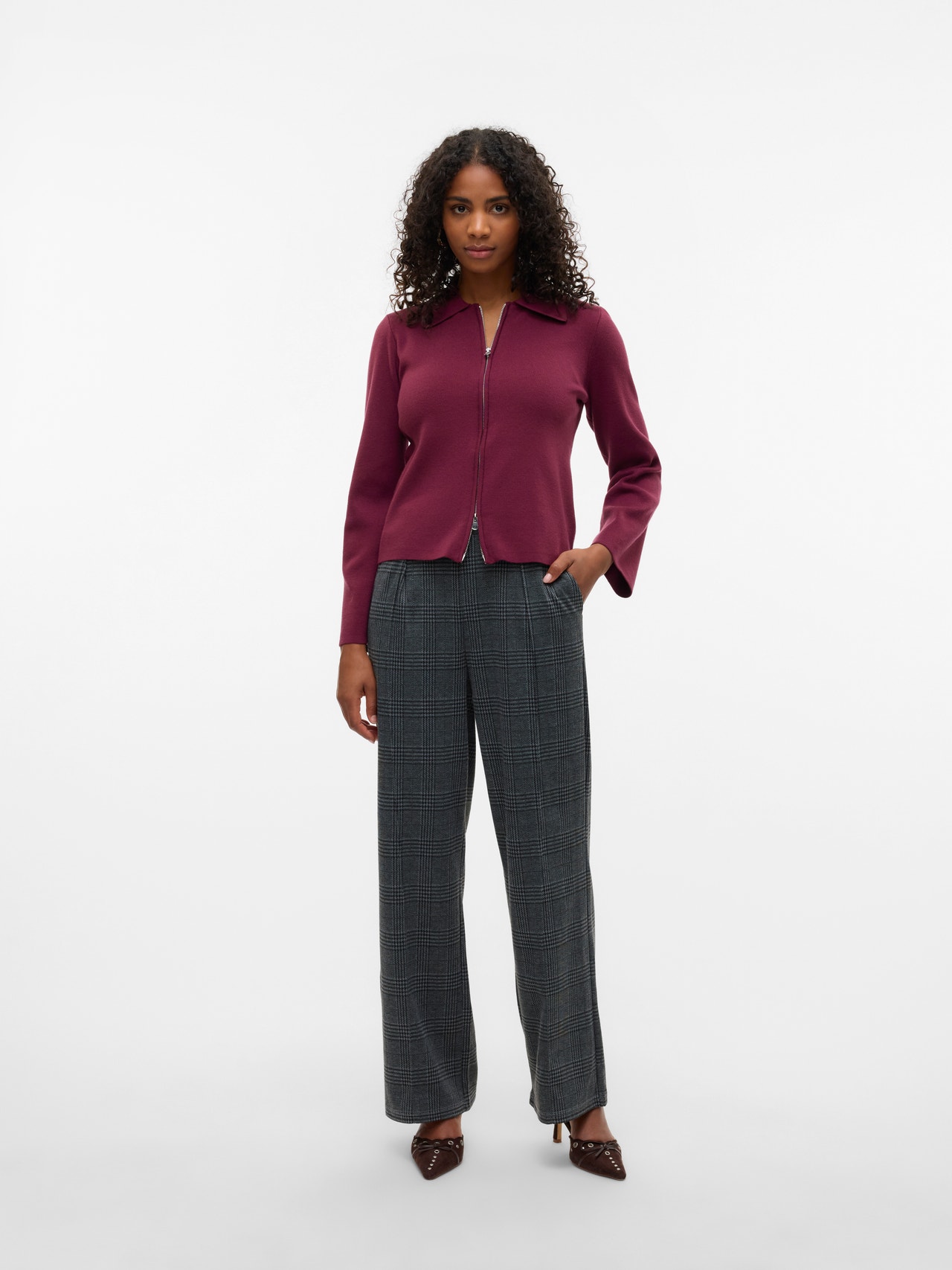 Vero Moda VMHENNA Magas derék Nadrág -Dark Grey Melange - 10329133