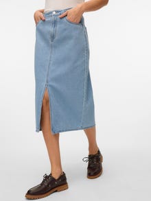 Vero Moda VMVERI Cintura alta Falda midi -Light Blue Denim - 10329295