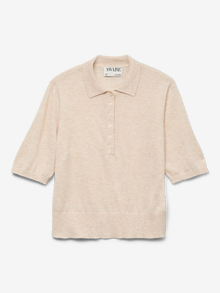 Vero Moda AWSIKITA Strikket poloshirt -Natural Melange - 10329594