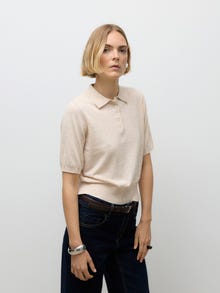 Vero Moda AWSIKITA Strikket poloshirt -Natural Melange - 10329594