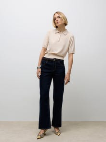 Vero Moda AWSIKITA Strikket poloshirt -Natural Melange - 10329594