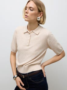 Vero Moda AWSIKITA Strikket poloshirt -Natural Melange - 10329594