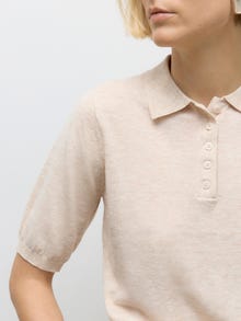 Vero Moda AWSIKITA Strikket poloshirt -Natural Melange - 10329594
