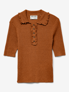 Vero Moda Regulāra piemērotība O-kakls Adīts polo krekls -Caramel Café - 10329644
