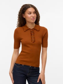 Vero Moda AWSHIRLI Gestricktes Poloshirt -Caramel Café - 10329644