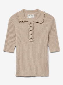 Vero Moda AWSHIRLI Stickad pikétröja -Natural Melange - 10329644