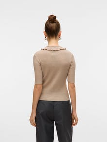 Vero Moda AWSHIRLI Stickad pikétröja -Natural Melange - 10329644