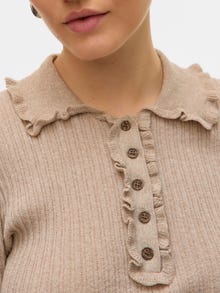 Vero Moda AWSHIRLI Stickad pikétröja -Natural Melange - 10329644