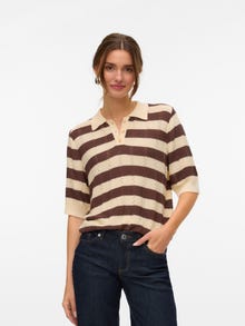 Vero Moda VMRANDI Gestricktes Poloshirt -Macadamia - 10329732