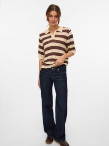 Vero Moda VMRANDI Gestricktes Poloshirt -Macadamia - 10329732