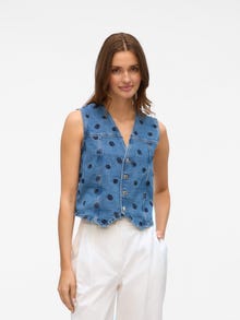 Vero Moda VMALINA Denim Waistcoat -Medium Blue Denim - 10330443