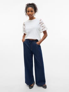 Vero Moda VMVALERIA Taille moyenne Wide Leg Fit Jeans -Dark Blue Denim - 10330485