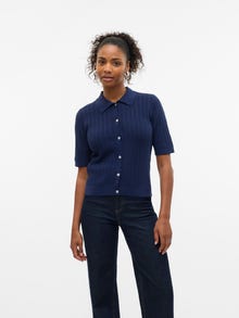 Vero Moda VMLUXLIGHT Stickad pikétröja -Navy Blazer - 10330853