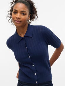 Vero Moda VMLUXLIGHT Stickad pikétröja -Navy Blazer - 10330853