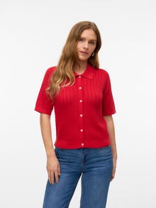 Vero Moda VMLUXLIGHT Dzianinowa koszulka polo -Fiery Red - 10330853