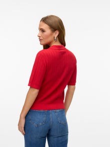 Vero Moda VMLUXLIGHT Dzianinowa koszulka polo -Fiery Red - 10330853