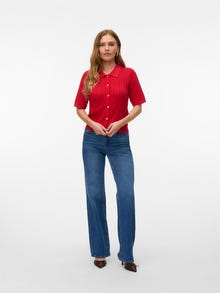 Vero Moda VMLUXLIGHT Dzianinowa koszulka polo -Fiery Red - 10330853
