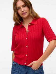 Vero Moda VMLUXLIGHT Dzianinowa koszulka polo -Fiery Red - 10330853