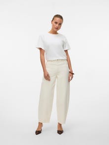 Vero Moda VMBILLIE Tiro alto Corte de barril Vaqueros -Ecru - 10330900