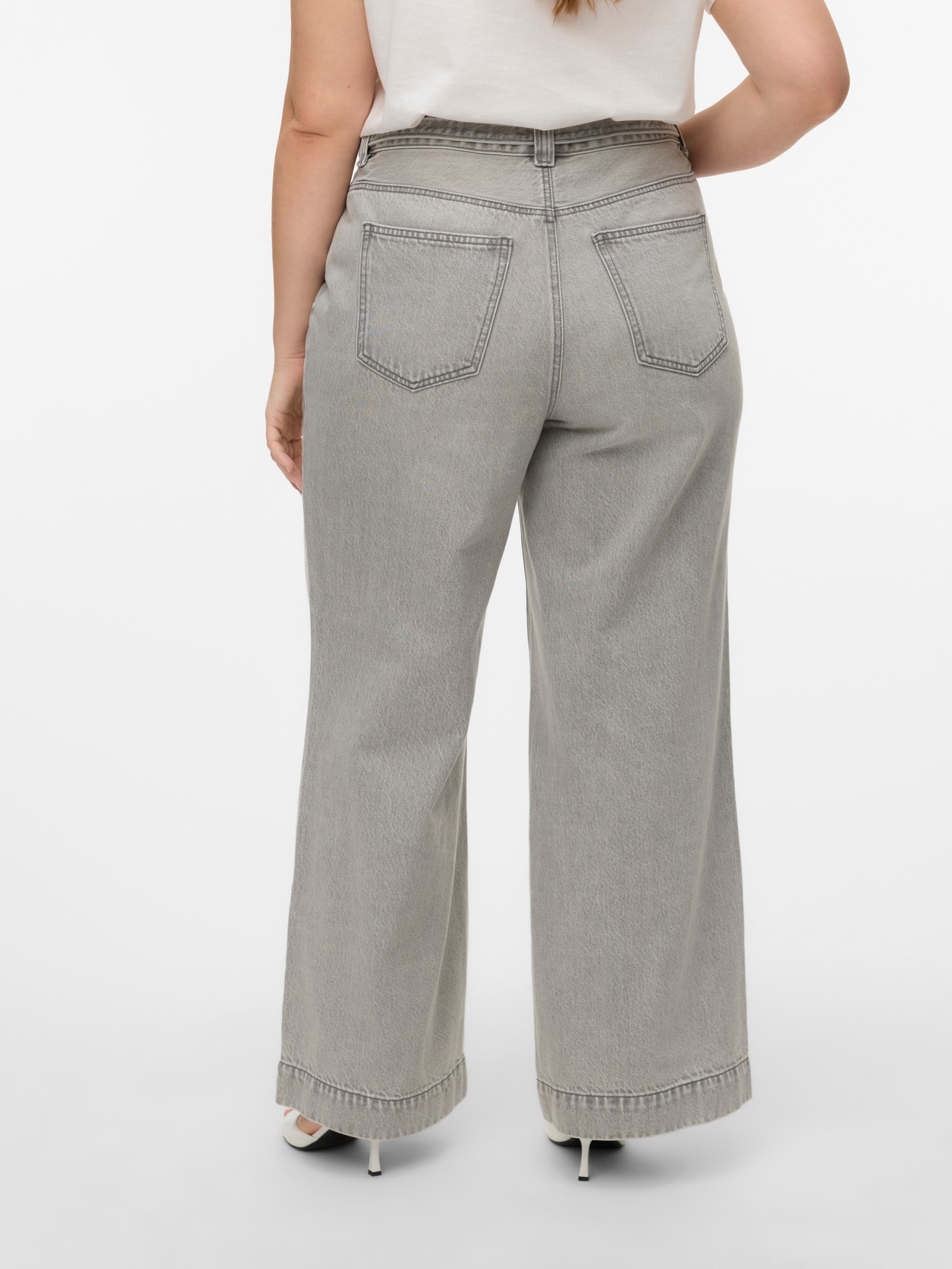 Vero Moda VMCKATHY High rise Wide Leg Fit Jeans -Light Grey Denim - 10330965