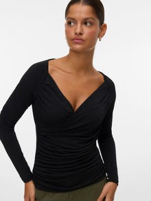 Vero Moda Tihedalt liibuv lõige V-kaelus Top -Black - 10331046