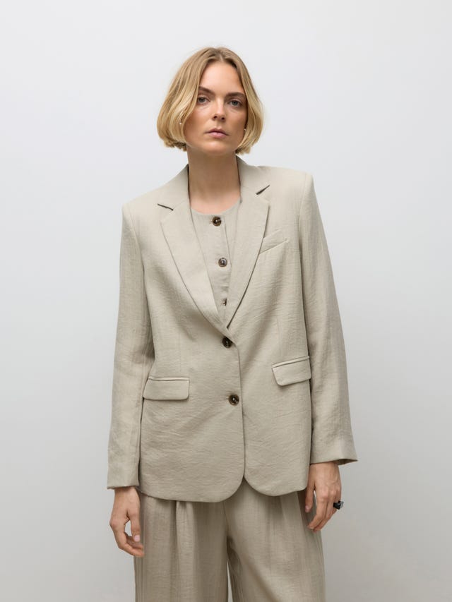 Blazer en tweed à manches longues pour femme - Veste de costume formelle péplum - Blazer de travail Blazer en tweed à manches longues pour femme - Veste de costume formelle péplum - Blazer de travail