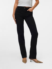 Vero Moda VMFLASH Vidutinio aukščio juosmuo Tiesus kirpimas Džinsai -Black - 10331248