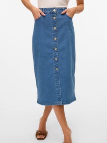 Vero Moda VMNATTY Normaali vyötärö Midihame -Light Blue Denim - 10331366