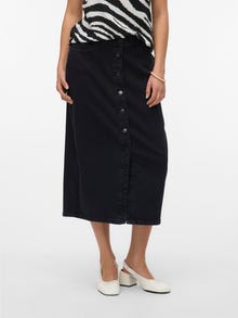 Vero Moda VMNATTY Mellemhøj talje Midinederdel -Black Denim - 10331366