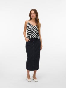 Vero Moda VMNATTY Mellemhøj talje Midinederdel -Black Denim - 10331366
