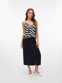 Vero Moda VMNATTY Mellemhøj talje Midinederdel -Black Denim - 10331366