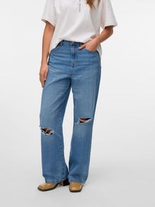 Vero Moda SNKAITLYN High rise Straight Fit Jeans -Medium Blue Denim - 10331489
