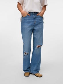 Vero Moda SNKAITLYN High rise Straight Fit Jeans -Medium Blue Denim - 10331489
