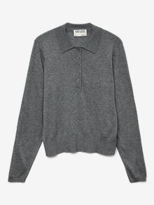 Vero Moda AWSIKITA Gestricktes Poloshirt -Medium Grey Melange - 10331614