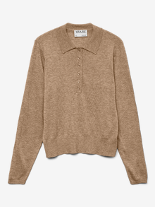 Vero Moda AWSIKITA Pletena polo majica -Natural Melange - 10331614