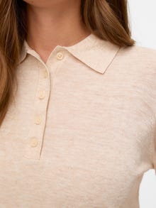 Vero Moda AWSIKITA Pletena polo majica -Natural Melange - 10331614