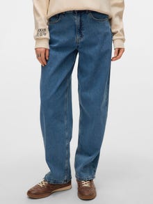 Vero Moda VMESTELLE Tiro alto Corte de barril Vaqueros -Medium Blue Denim - 10332234