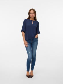Vero Moda VMFLASH Mid Rise Skinny Fit Jeans -Dark Blue Denim - 10332348