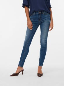 Vero Moda VMFLASH Mid Rise Skinny Fit Jeans -Dark Blue Denim - 10332348